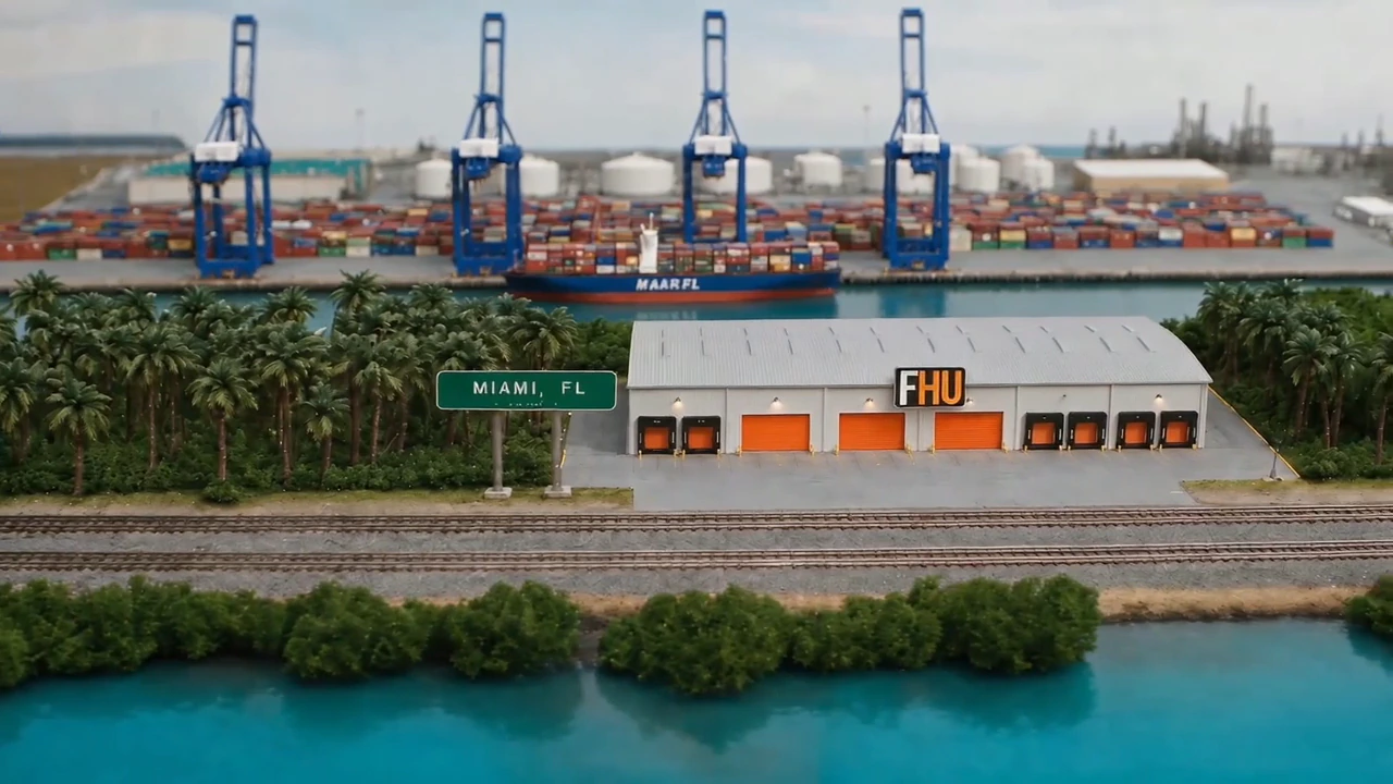 Miniature aerial view representing Miami, Florida